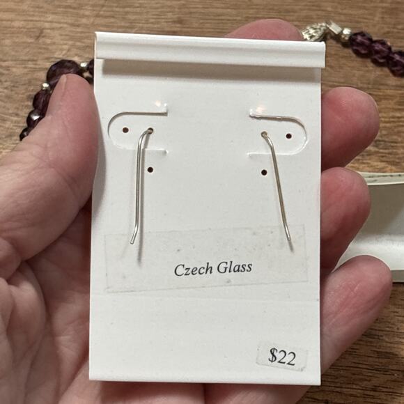 Vintage Purple Crystal Beaded Czech Glass Necklace & Earrings by Special Effects - Picture 4 of 8